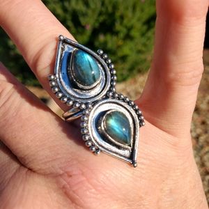 New Labradorite 925 Silver Ring.